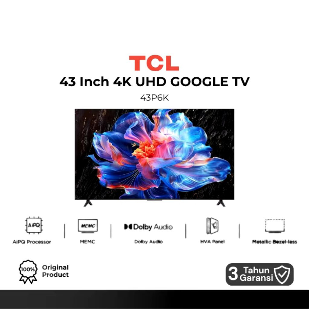 TCL Google TV 43 inch 4K HDR TV 43P6K