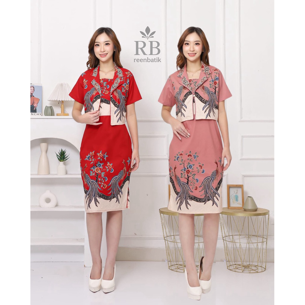 Midi Dress Sepan Batik Lengan Pendek / Dress Batik Pesta Modern / Dress Ivana#