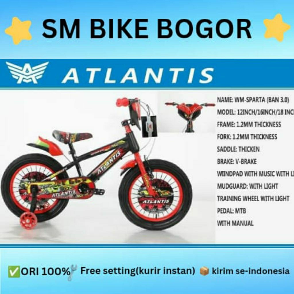 Sepeda anak laki bmx 12"16"18"Atlantis Sparta Ban Jumbo 3.0