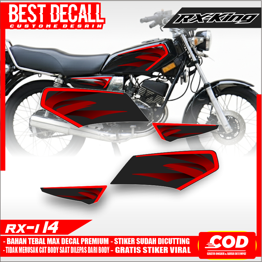 Striping Sticker Transparan UV RX-King Bahan MaxDecal Desain Minimalis Warna Merah| Pink RX-I 14
