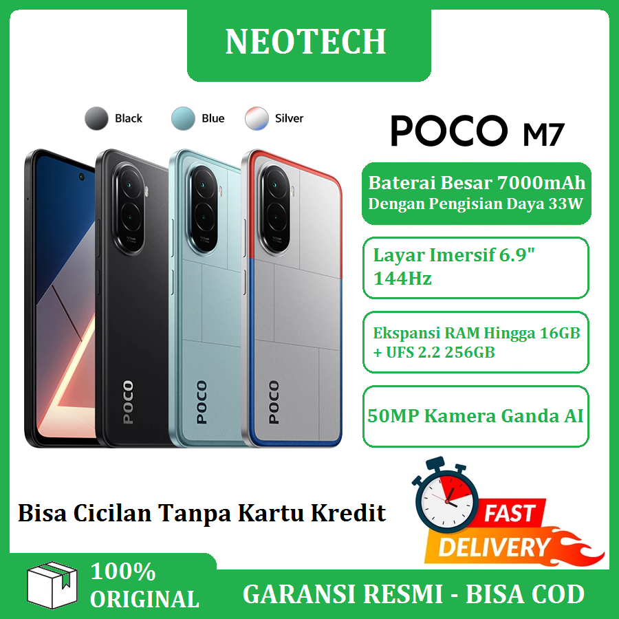 POCO M7 8/256GB - Bisa Cicilan Tanpa Kartu Kredit - Garansi Resmi