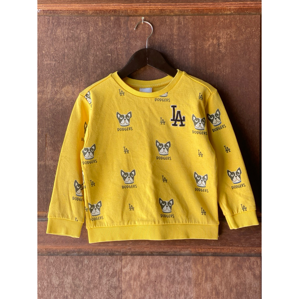 PRELOVED PL crewneck sweater cn full print anak branded MLB Size 110 4T 5T