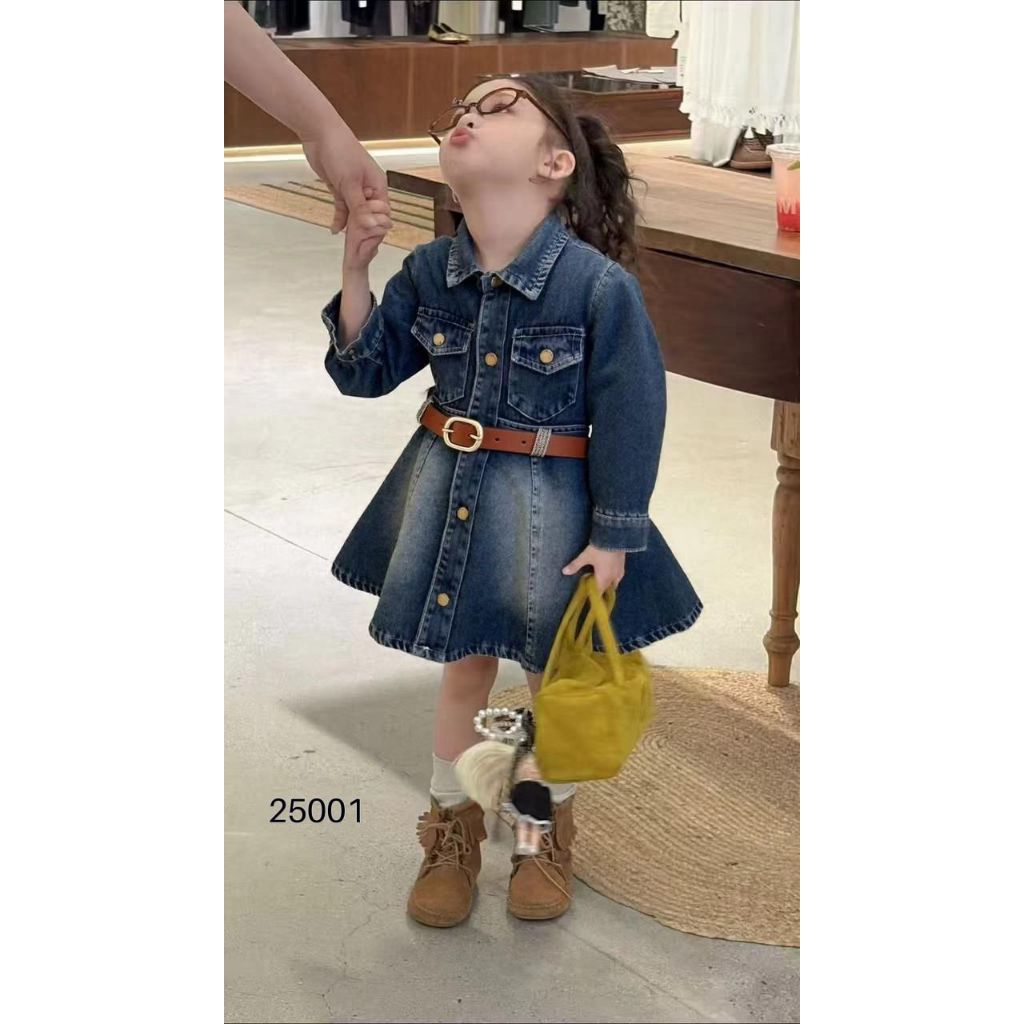 Dress Jeans Anak Perempuan Denim Classic Look 1-6 Tahun | Baju Anak Perempuan Gaya Korea Kekinian