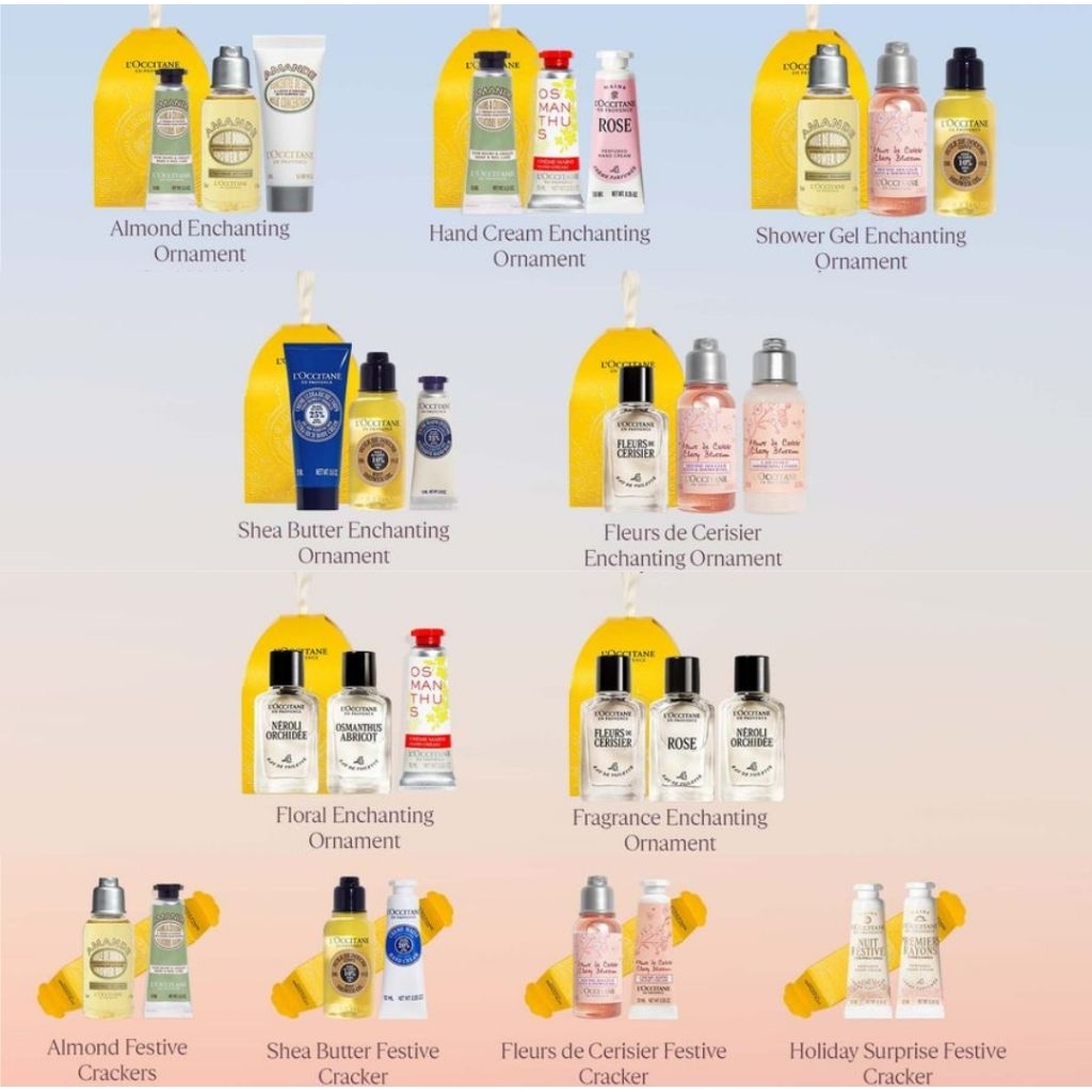 Loccitane Holiday Ornaments / Loccitane Holiday Crackers / Loccitane Gift Set / Loccitane Mini Set /