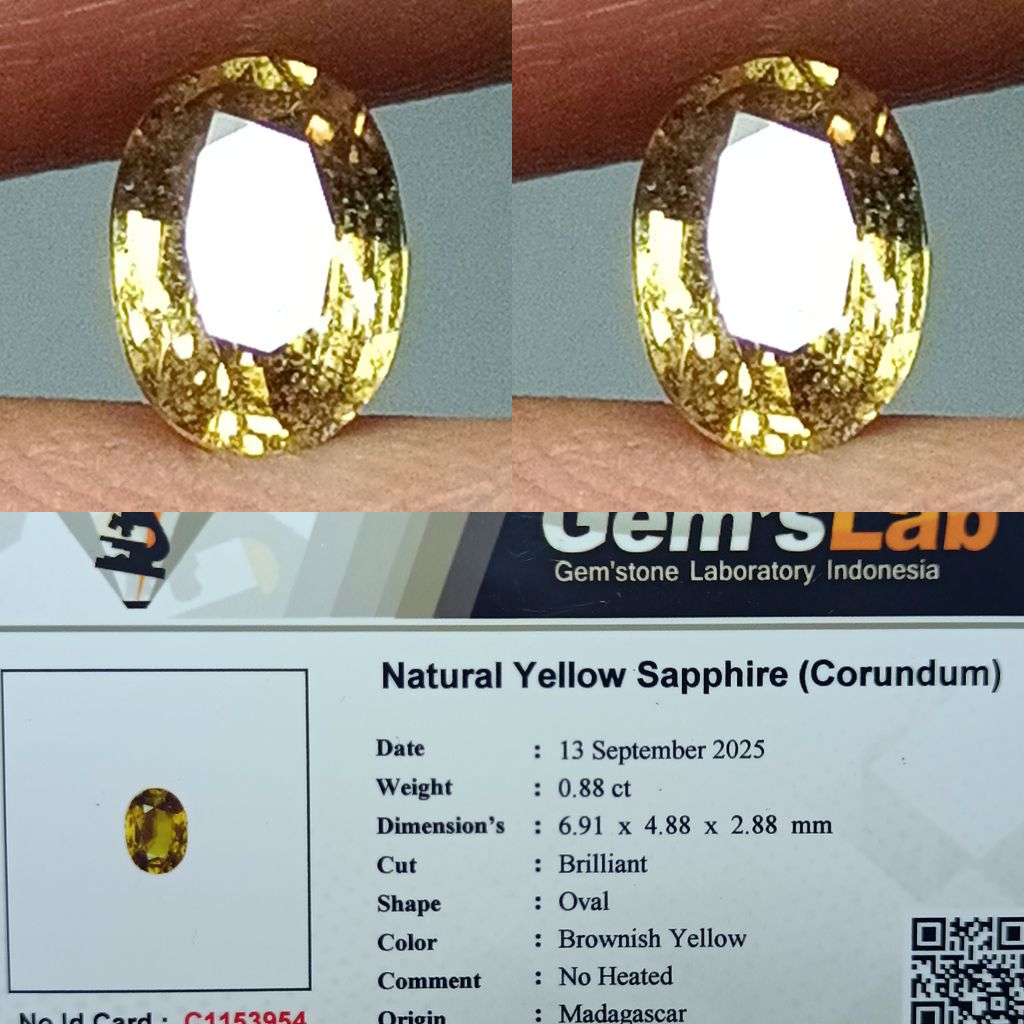NATURAL YELLOW SAPPHIRE MADAGASCAR NO HEATED GLI LAB