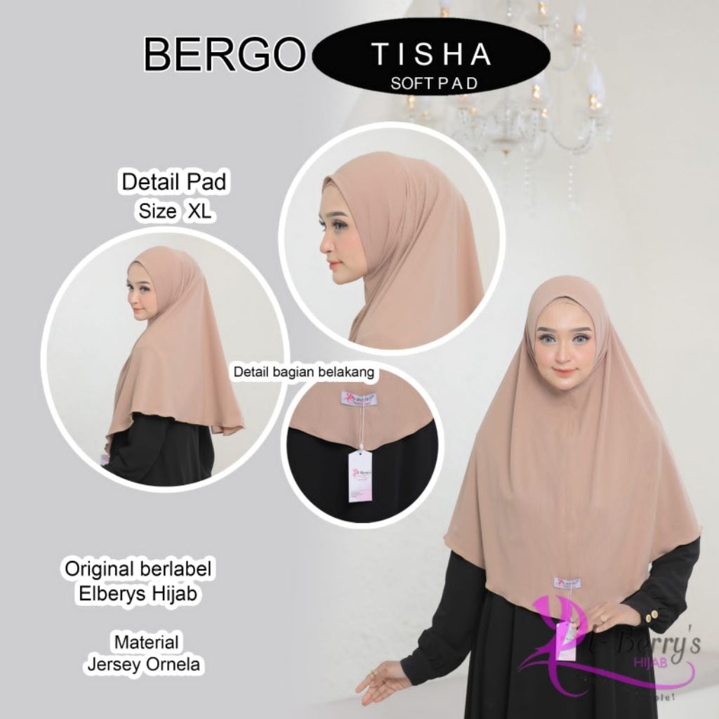 HIJAB EL BERRYS TISHA XL SOFT PAD // HIJAB BERGO // HIJAB SYRIA // HIJAB INSTAN // HIJAB GROSIR MURA