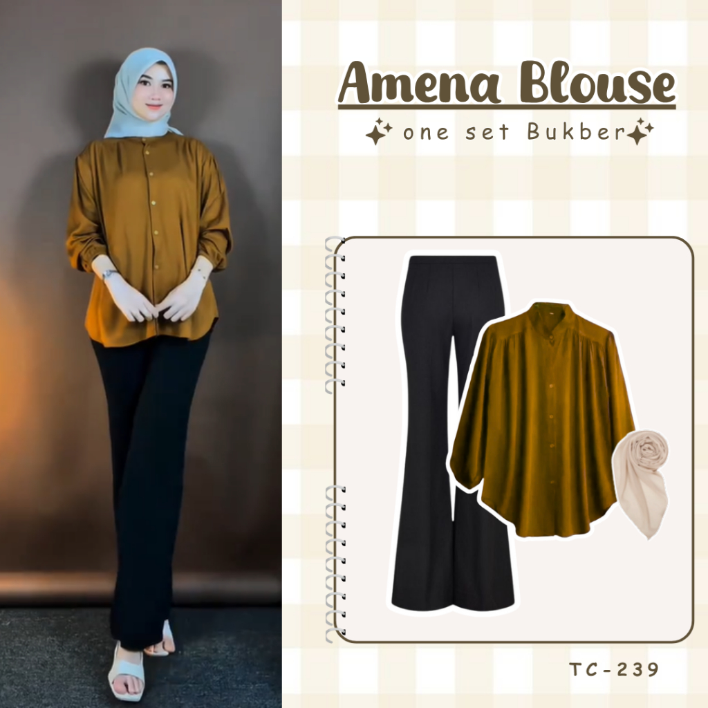 Outfit Terbaru Remaja Kekinian Dan Simpel ( Celana Cutbray + Blouse + Bella Square ) SET TC-239