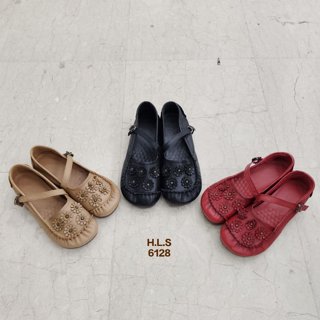 GRADE A / 6128 / SEPATU WANITA / KULIT SAPI / FLATSHOES / IMPORT