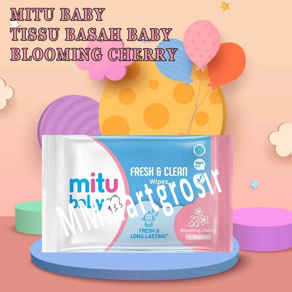 Mitu Baby / Tissue Basah Bayi / Tissue Basah Aroma Blooming Cherry / Isi 4 sheet