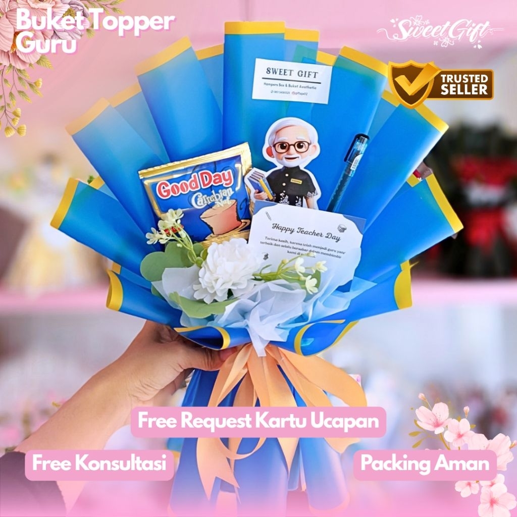 Buket Hari Guru / Buket Bunga Hari Guru / Kado Hari Guru / Buket Topper Guru