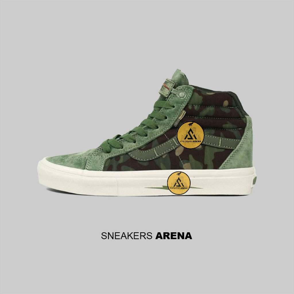 Sneakers Sepatu Vns Sk8 High Notchback Defcon Multicam Jungle Green Camo VN000OK4KUZ