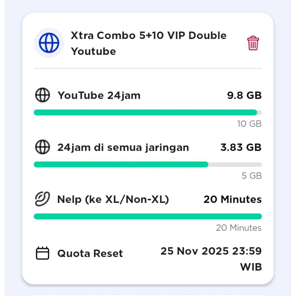 Kuota XL Combo VIP Double YT