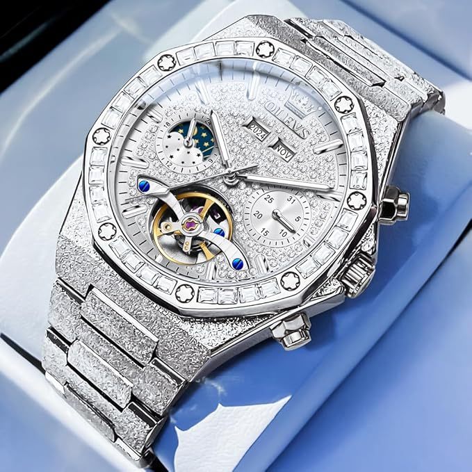 Olevs Jam Tangan Pria Automatic Original Anti Air Elegan Keren Mechanical Art Tourbillon Watch