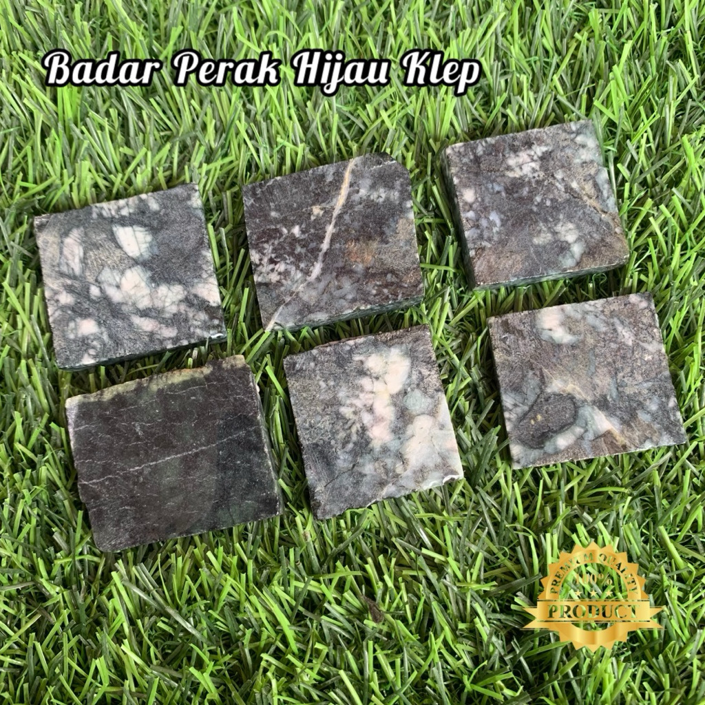 Bahan Batu Badar Perak Hijau Klep Asli Natural / Bongkahan Batu Badar Perak Hijau Klep / Lempengan B
