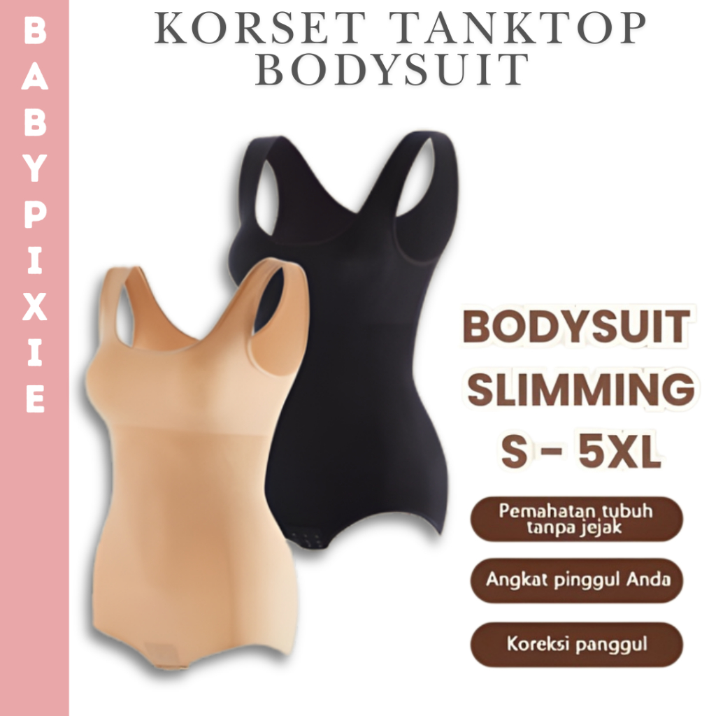 Korset Pelangsing Pengecil Perut Korset Tanktop Bodysuit Pembentuk Pinggul Badan BB071
