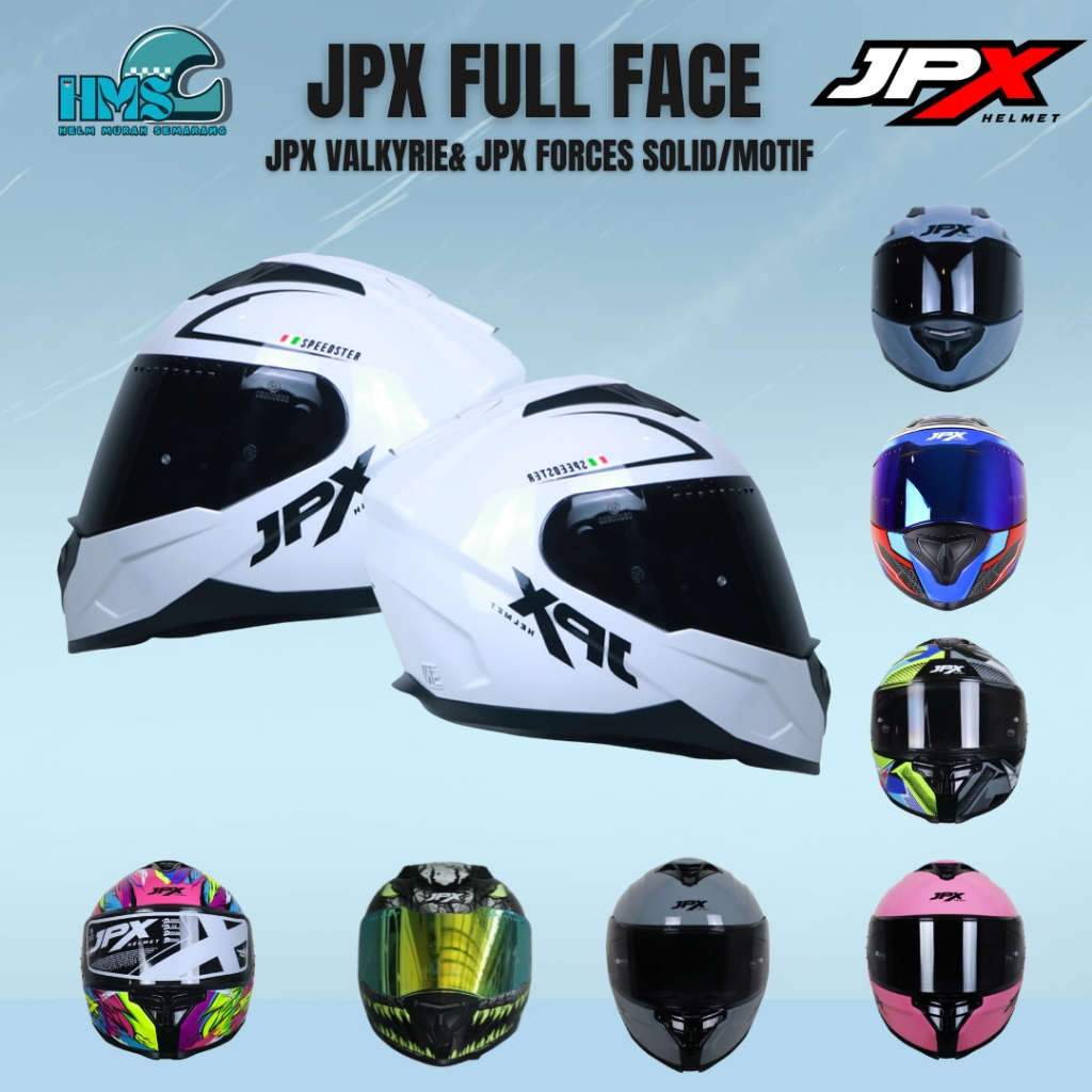 JPX HELMET OFFICIAL SHOP, HELM FULL FACE - JPX VALKYRIE & JPX FORCES MOTIF / SOLID TERLARIS ORIGINAL