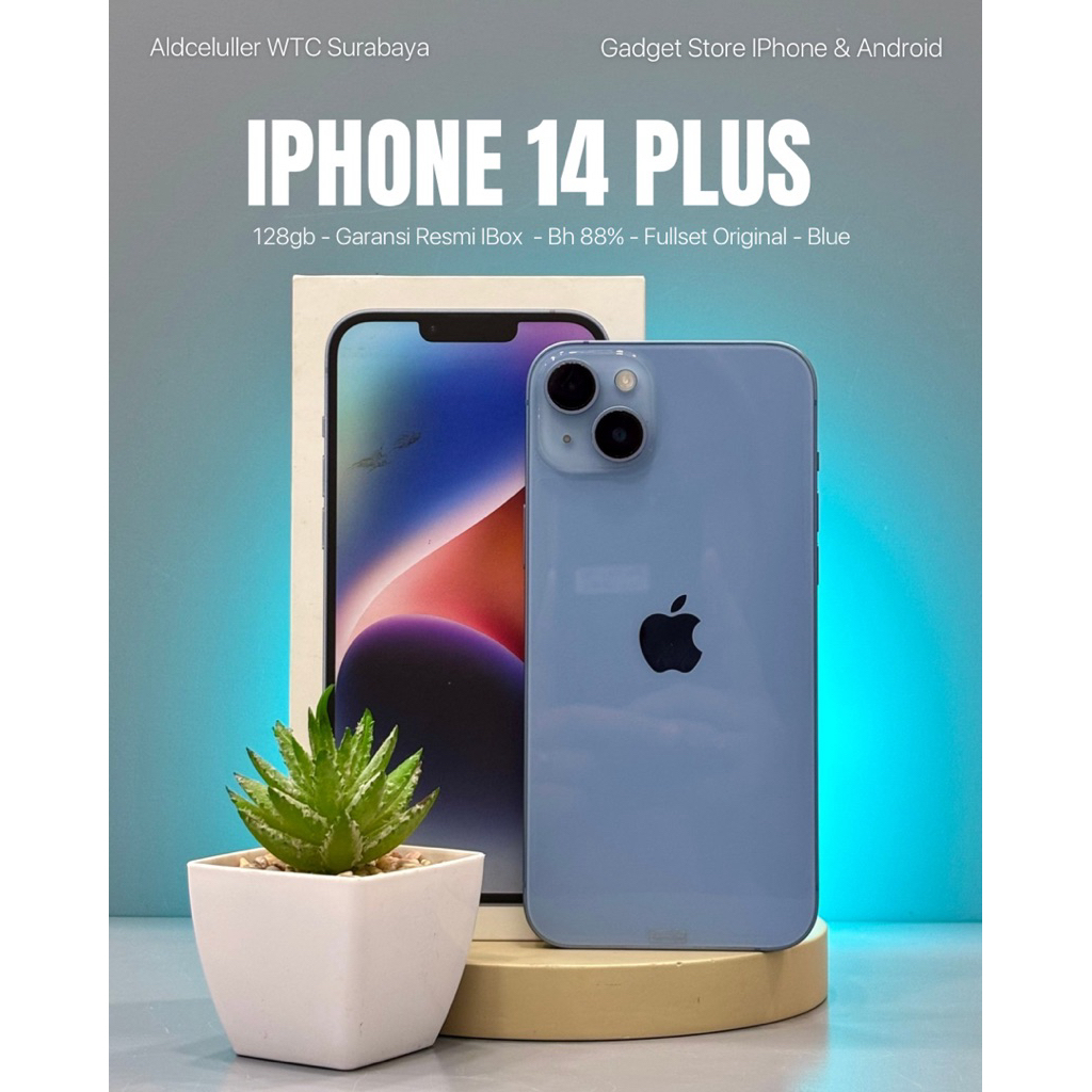 iphone 14 plus 128gb blue garansi resmi second