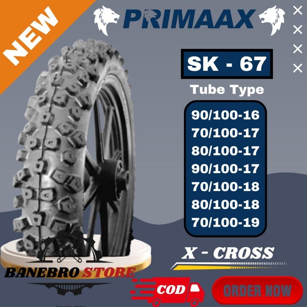 BAN PRIMAAX SK-67 RING 16 17 18 19 TUBE TYPE/NON TUBELESS/BAN TRAIL/BAN CROSS