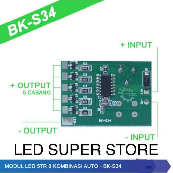 New Modul LED Running S34 5 Jalur 5TR 8 Mode Kedip Otomatis