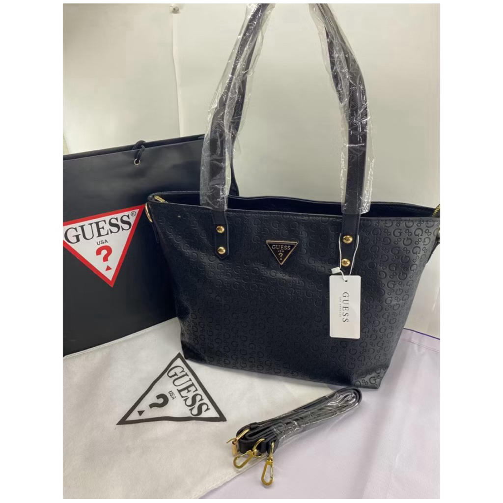 Tas Tote Bag Guess hitam Free Paper bag (barang baru)