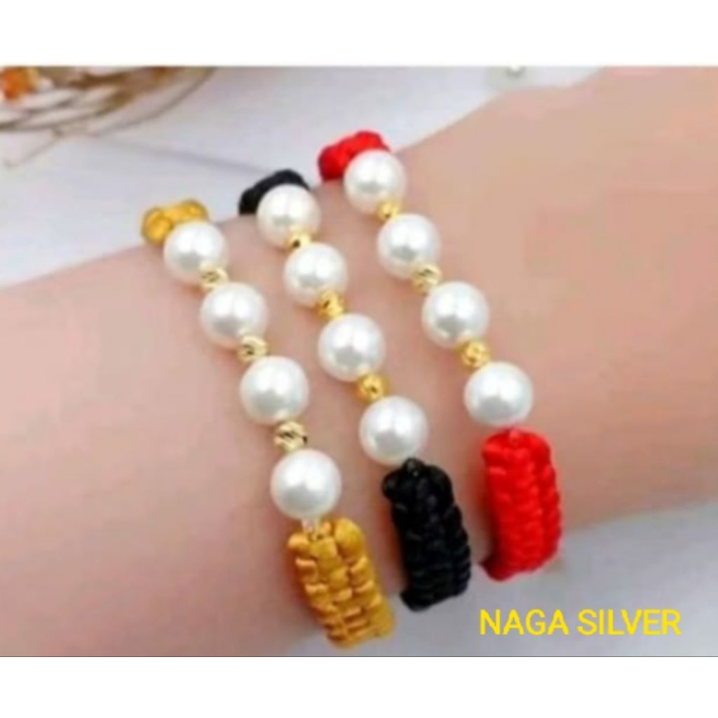 beli 2 gratis 1+ gratis emas murni 24 K gelang tali serut mutiara model Semar Nusantara 18 k