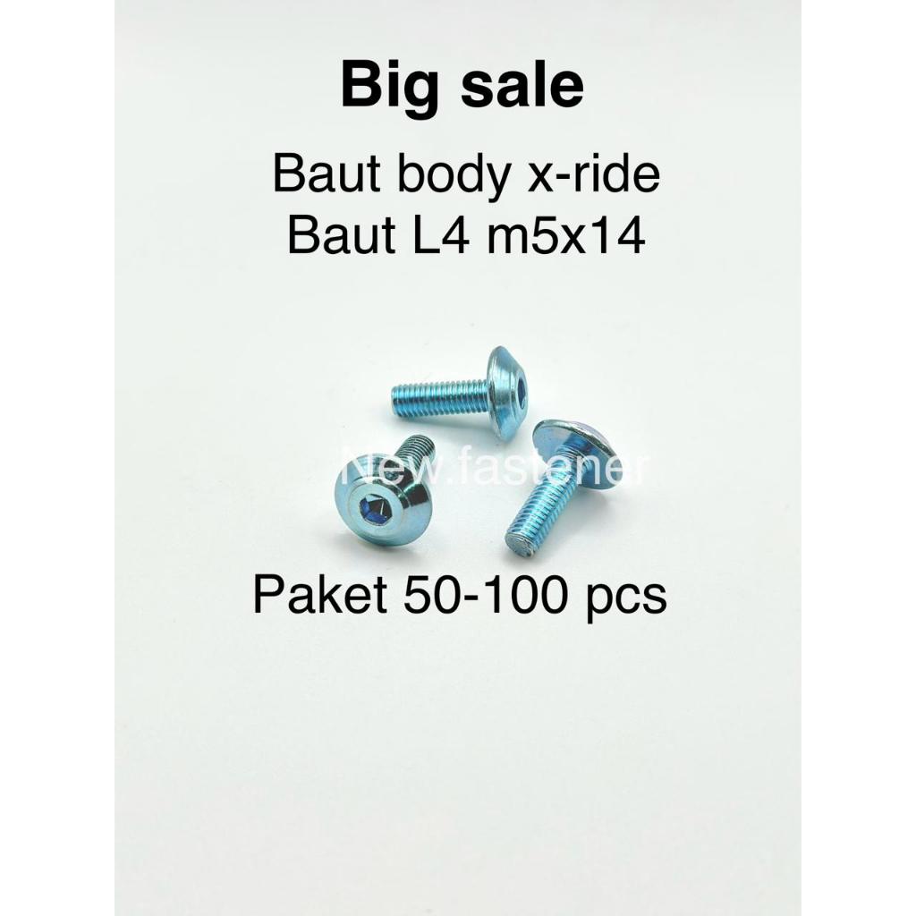 BAUT BODY X RIDE (50-100 PCS) BAUT L4 M5x14 PAYUNG 5mm PUTIH BAUT L COVER BODY XRIDE M5 5x14