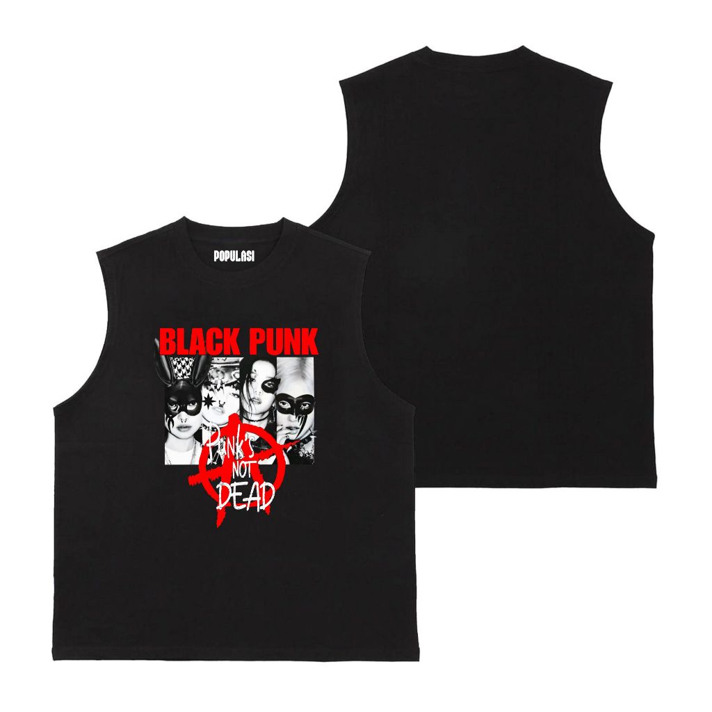 Populasi Singlet Lekbong Black Punk Punks Not Dead  | Tanktop Unisex Lekbong