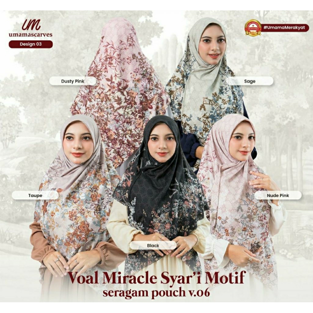 AK hijab voal miracle motif syari seragaman (130 × 130 cm )