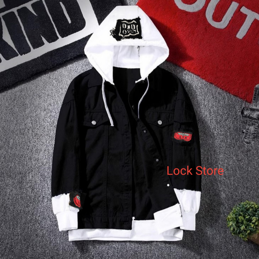 JAKET JEANS FANDOM HODDIE KOREAN STYLE || JAKET FASHION CASUAL DISTRO || JAKET KOMBINASI HODDIE