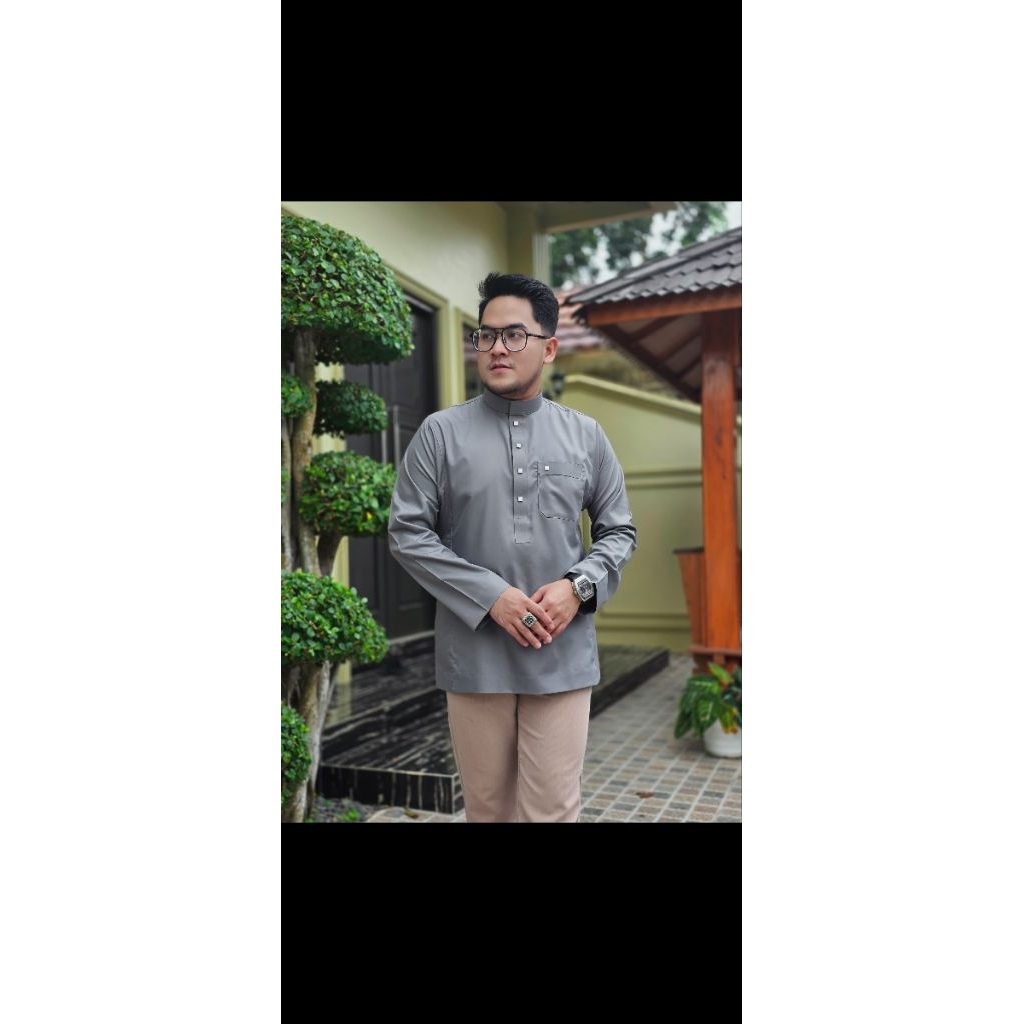 BAJU KOKO/BUSANA MUSLIM PRIA ,ABI ZIDNA KATUN SEMI GAMIS KANCING SNAF
