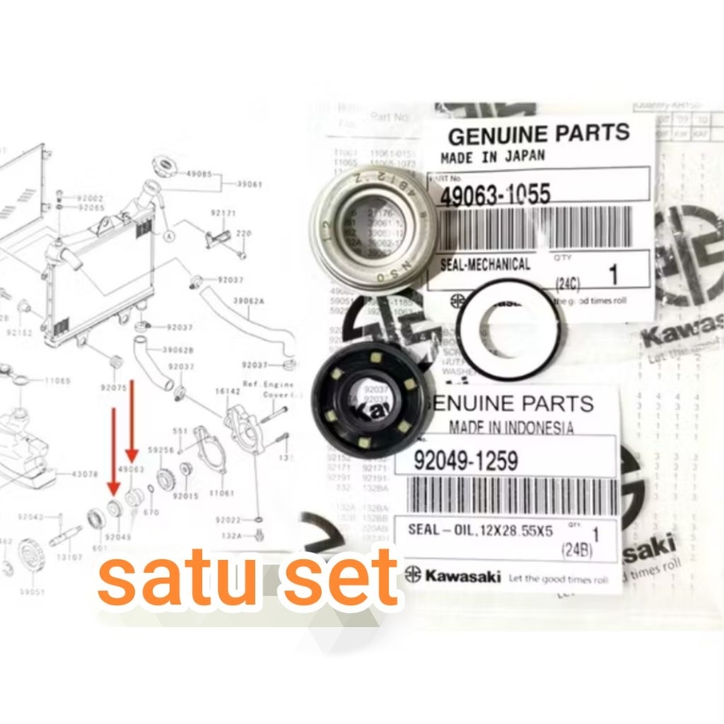 seal mechanical seal water pump ninja rr ss r satu set