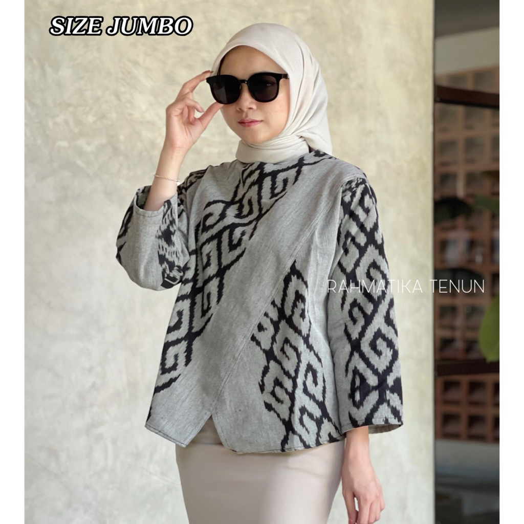 AMALIA JUMBO series Bahan ori tenun Baju kantor wanita jumbo Motif tenun etnik Baju Cewek atasan jum