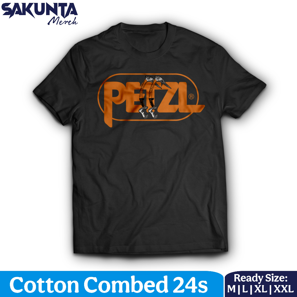 sakunta meerch kaos pendaki gunung unisex pria dan wanita petzl oren 2 depan baju outdoor