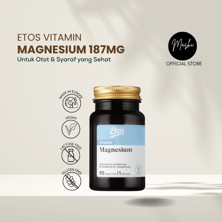 Etos Vitamin Magnesium | Magnesium 187 mg | Vitamin untuk Otot & Syaraf | 100% Original Belanda
