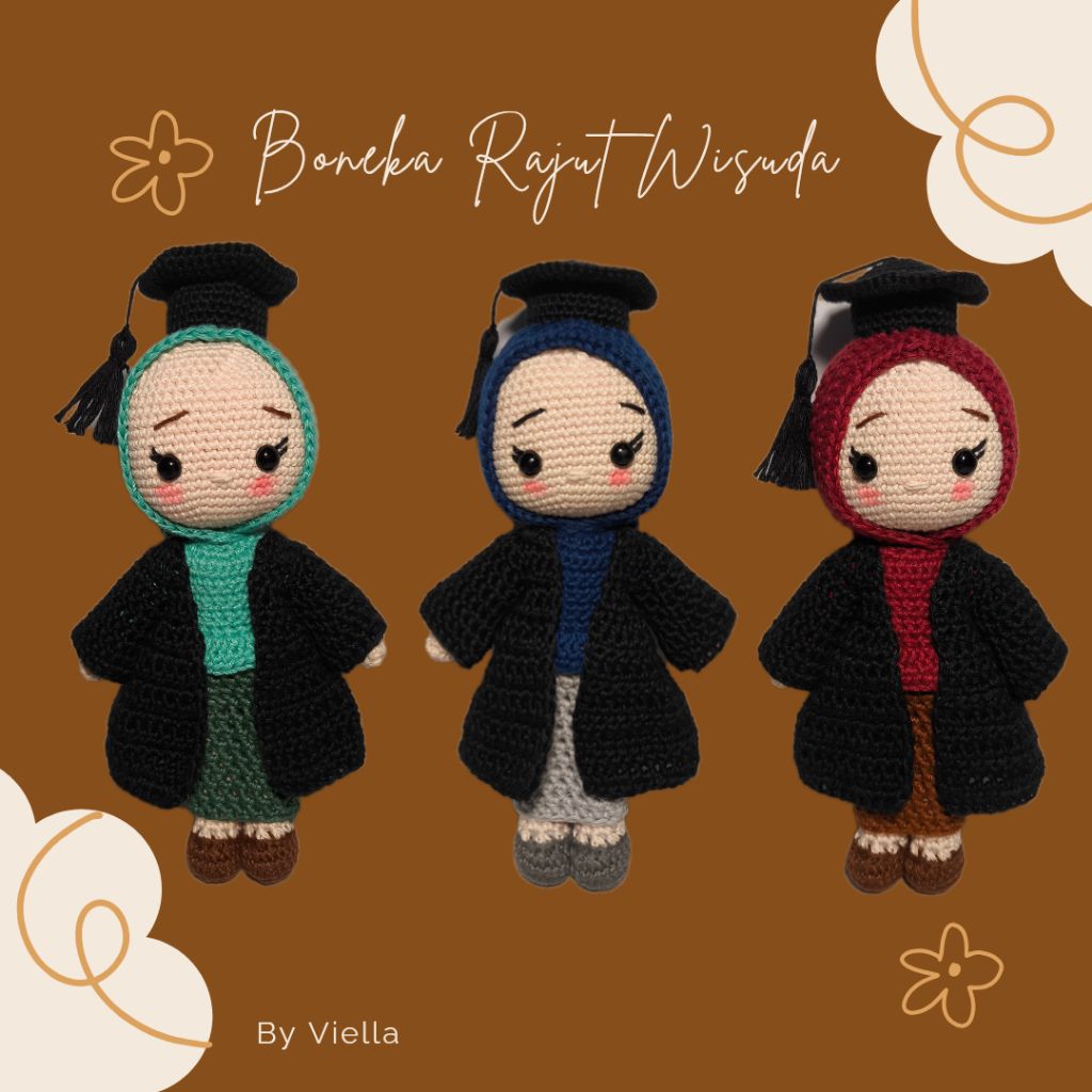 Boneka Rajut Wisuda / Hadiah Wisuda / Boneka rajut custom / Boneka rajut Hijab