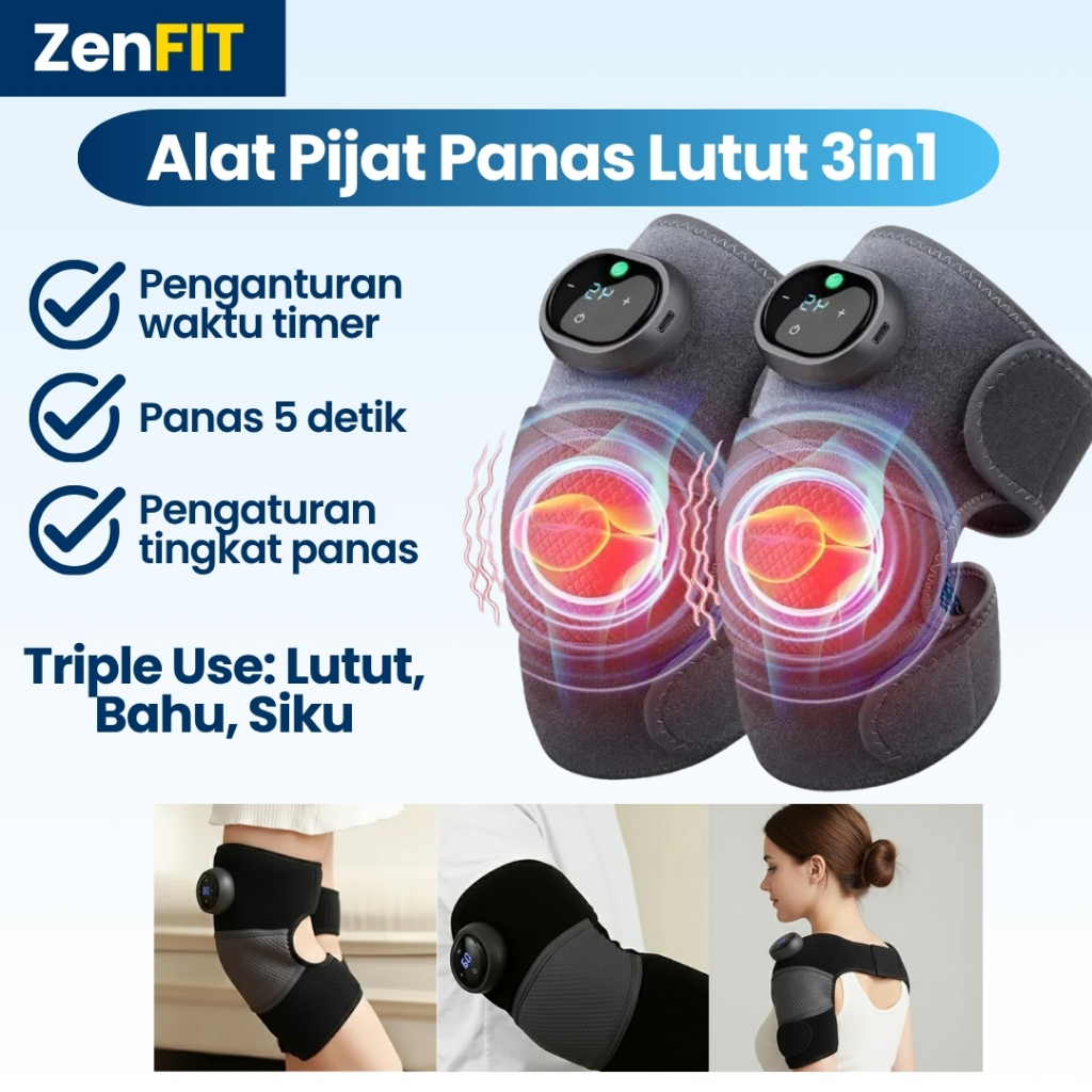 ZenFit Alat pijat lutut bahu dan siku / bantalan lutut pemanas / nyeri lutut/ Alat Terapi Sabuk Pija
