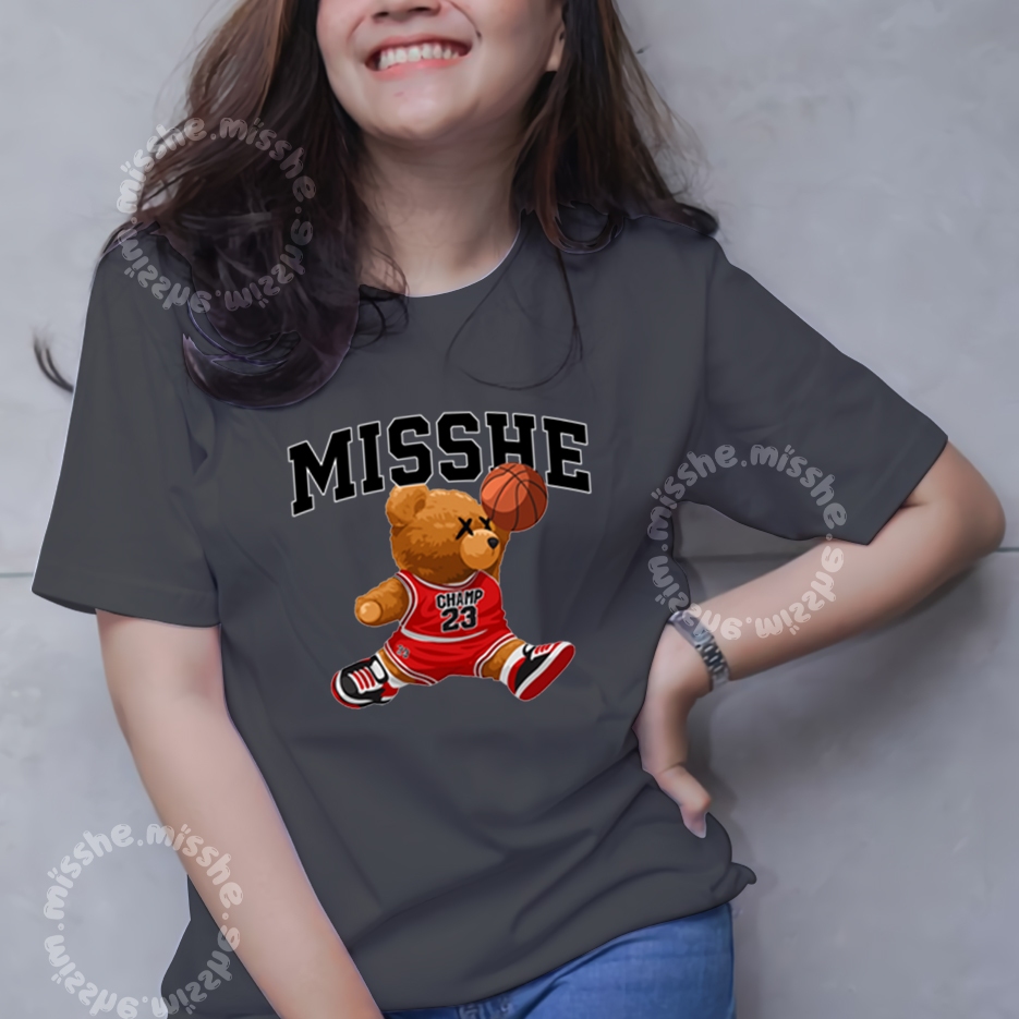 COD ID - Tshirt Motif Kaos DTF MS Basket Bear / Kaos Katun Wanita / Baju Kaos Wanita Terbaru 2025 / 