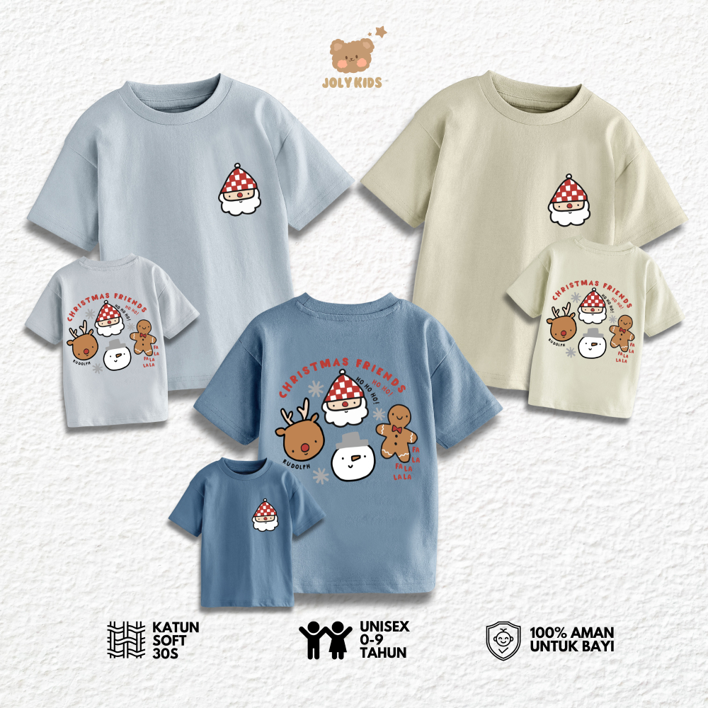 Jolly Kids Baju Atasan Kaos Anak Usia 1-9 Tahun Perempuan NATAL DB Cewek Cowok Laki Laki