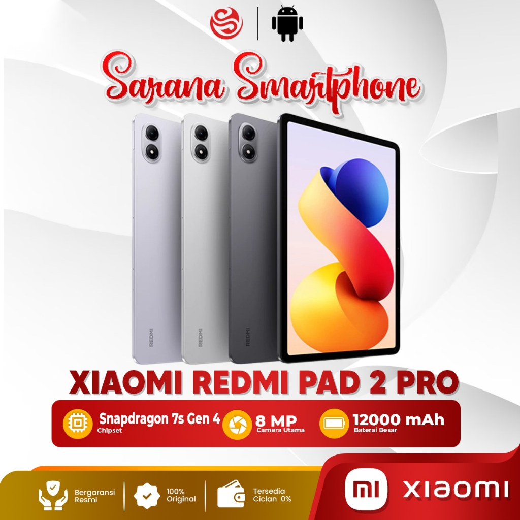 Xiaomi Redmi Pad 2 Pro 6/128GB 8/256GB Tablet Android 12.1 Inch 2.5K 120Hz 12000mAh Garansi Resm