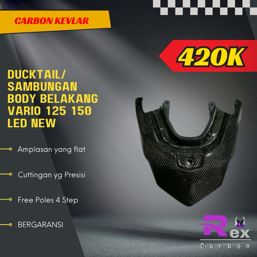 Ducktail Ductail / Sambungan Body Belakang Vario 125 150 Led New Carbon Kevlar Karbon Fiber