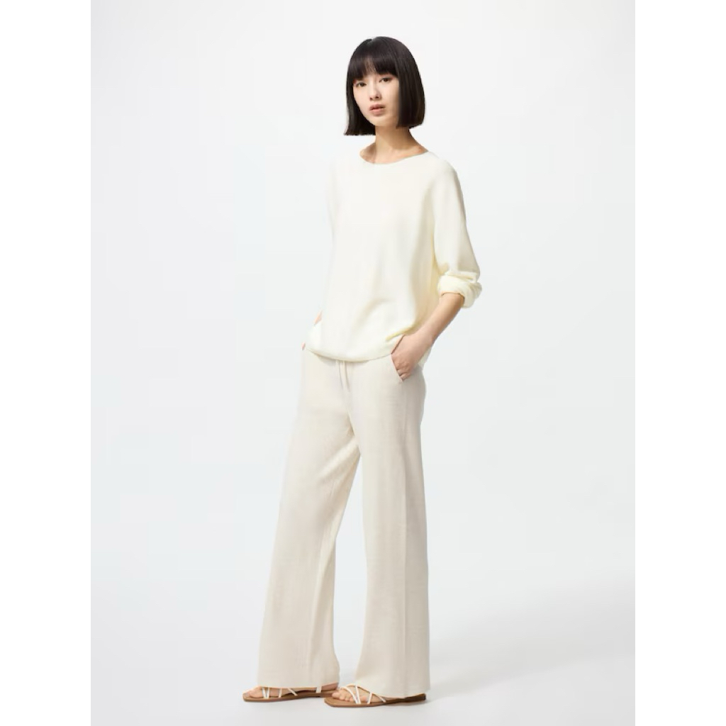 [ Preloved ] UNIQLO - Washable Knit Ribbed Pants in White