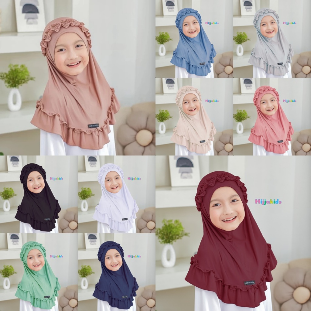 SM JILBAB ANAK MOTIF RAINA JILBAB ANAK 3 - 7 TAHUN KEERUDUNG ANAK PEREMPUAN
