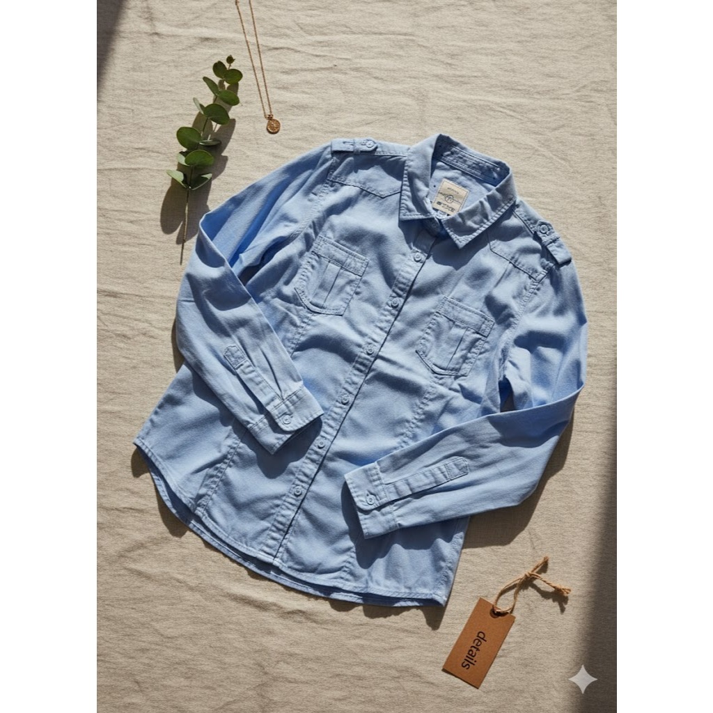 KEMEJA KERJA NEVADA WANITA BIRU - ATASAN KERJA - ATASAN WANITA -Kemeja Nevada Wanita Katun Original 