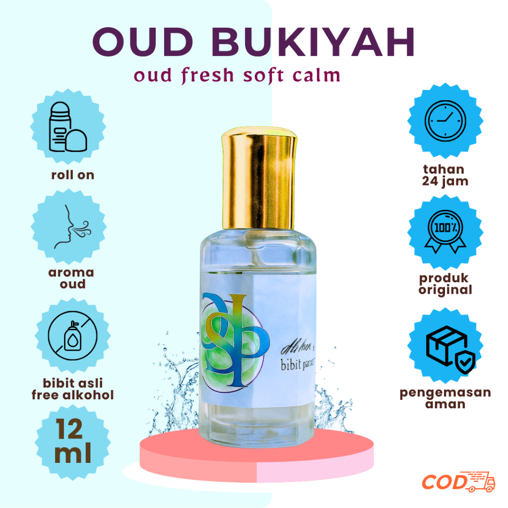 Oud Bukiyah Original Roll On 12 ml - Parfum Arab Pria Wanita Oud Bukiyah