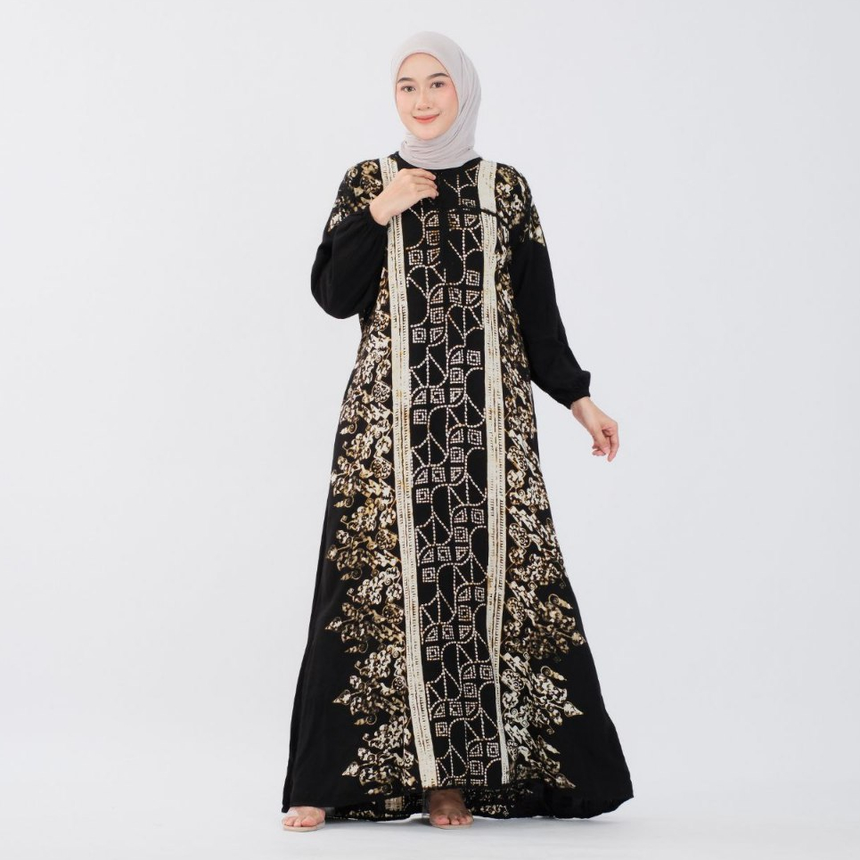 Gamis Batik Cap JUMBO LD 120 Bahan Rayon Adem & Jatuh. Anggun buat Kondangan/Daily
