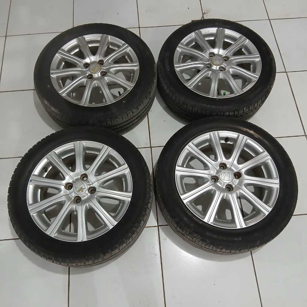 VELG MOBIL ORI STD JAZZ PL10 RING 16 LEBAR 6 LUBANG BAUT PCD 4X100 ET53 BAN DUNLOP 195 55 R16 PELEK