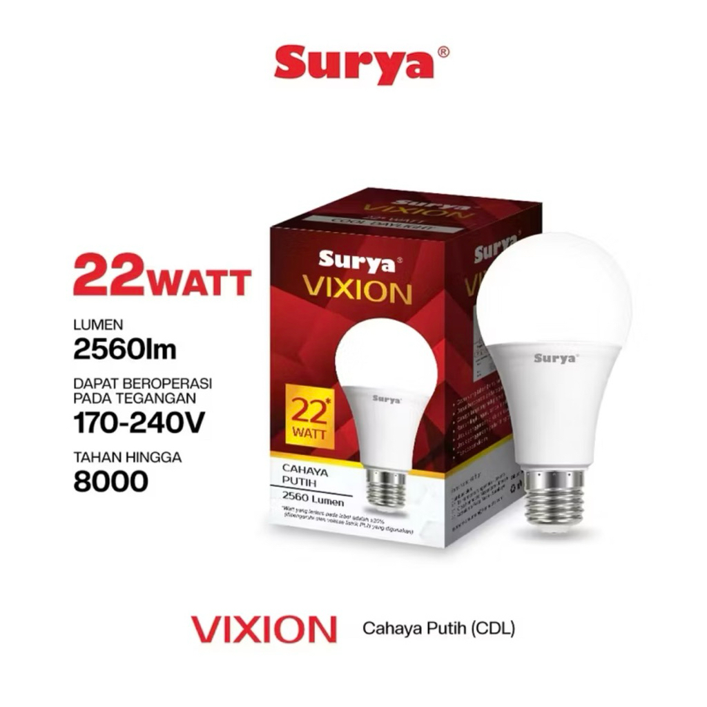 Lampu LED Surya VIXION 5w / 7w / 9w / 12w / 15w / 18w / 22W Cahaya Putih CDL / LED Bergaransi