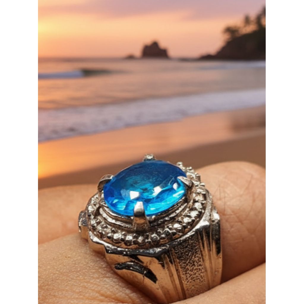 cincin batu aquamarine cutting top quality