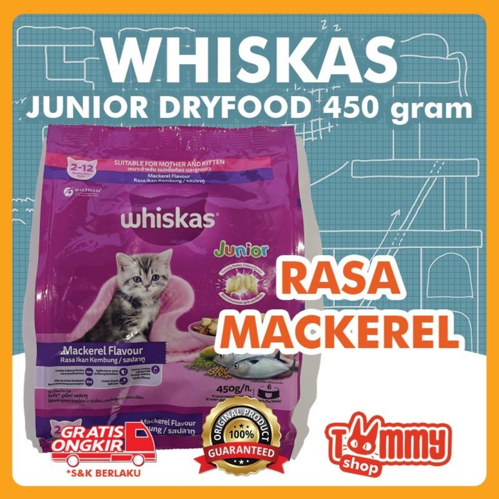 WHISKAS Dry Food JUNIOR (KITTEN) 450gr MACKEREL