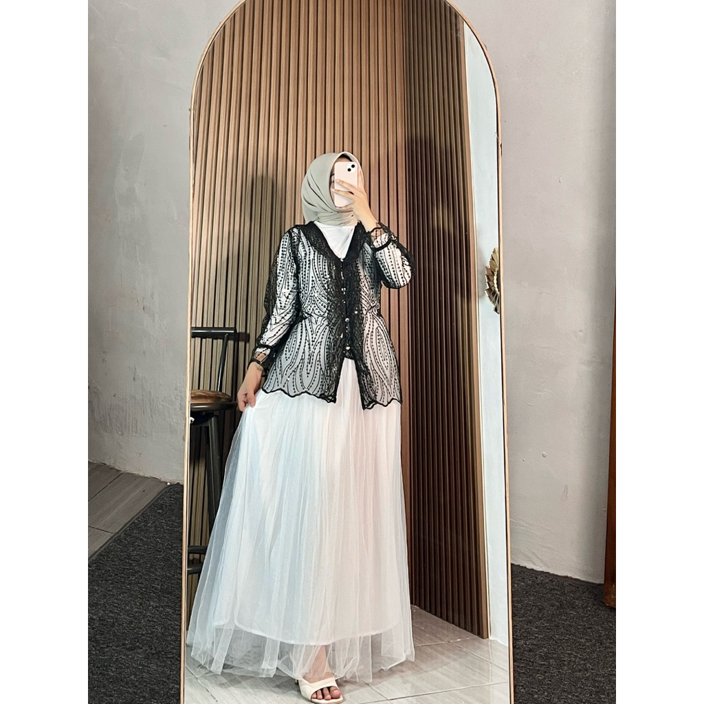 fafa label- Syafina blouse outer kondangan vest brokat spangle premium